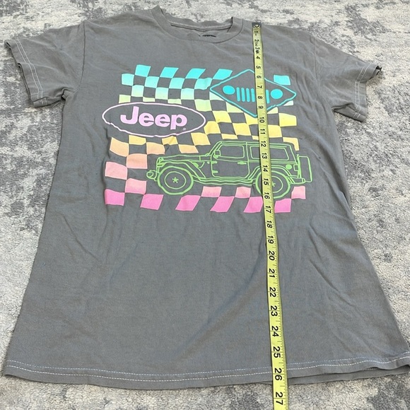 Pacsun Jeep Retro Vintage Wash Checkerboard Graphic Tee T Shirt Gray Sz S - Picture 6 of 8